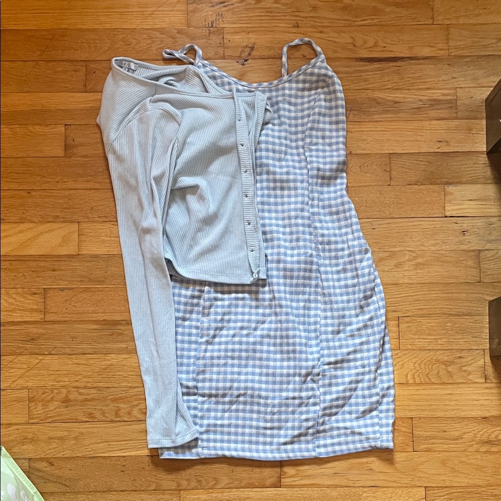 Iris Blue and White Gingham Mini Dress